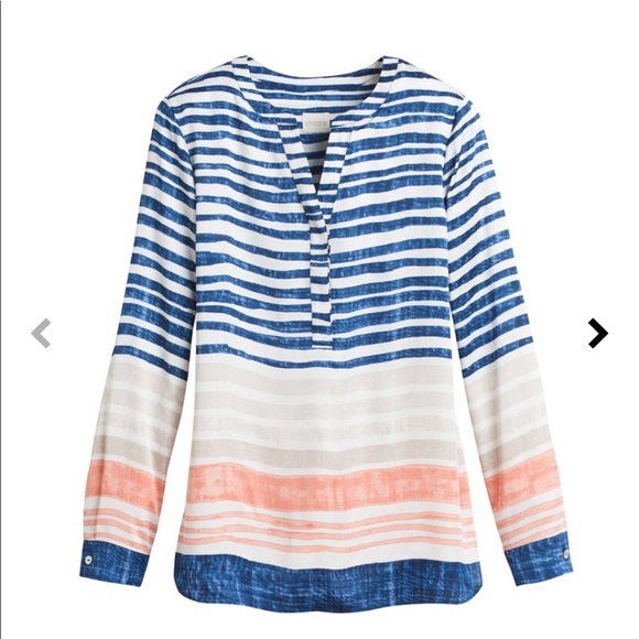Chico's Tops - Chico’s satin striped blue coral top tunic shirt 2